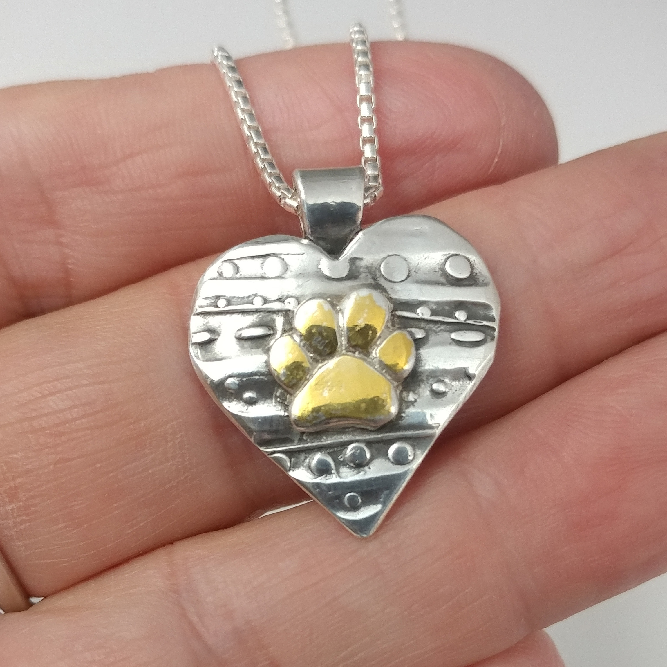 Hue Sterling Silver Crystal Dog Paw Print Pendant Necklace