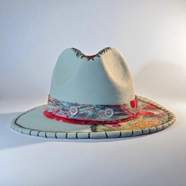Pretty Peacock Green Felt Hat - M (7) - Image 7
