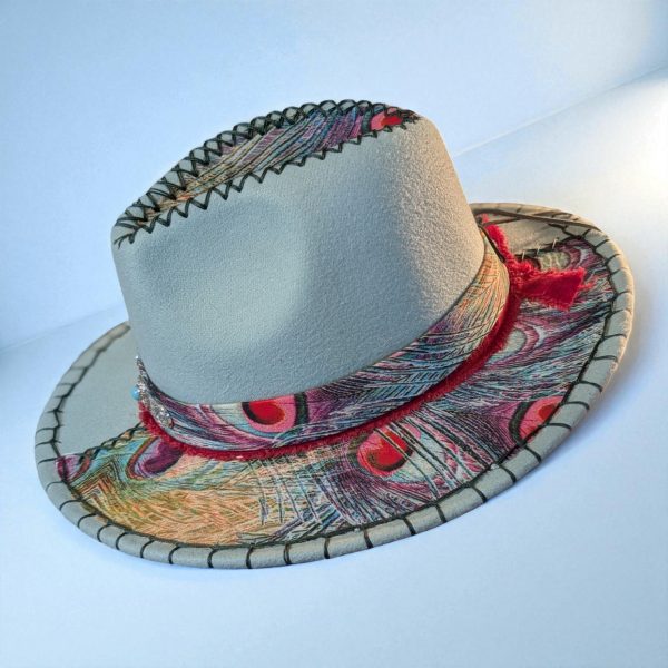 Pretty Peacock Green Felt Hat - M (7)