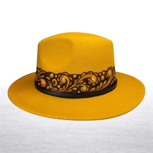 Freya Filigree Painted Felt Hat - Goldenrod M (7-7 1/8) - Image 3