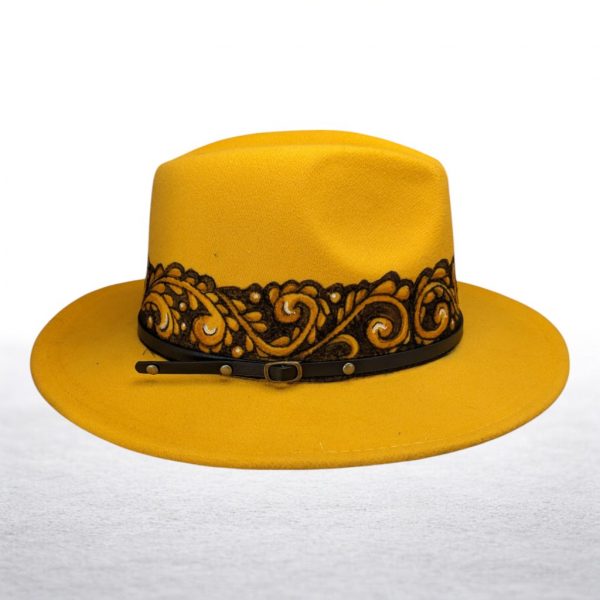Freya Filigree Painted Felt Hat - Goldenrod M (7-7 1/8) - Image 2