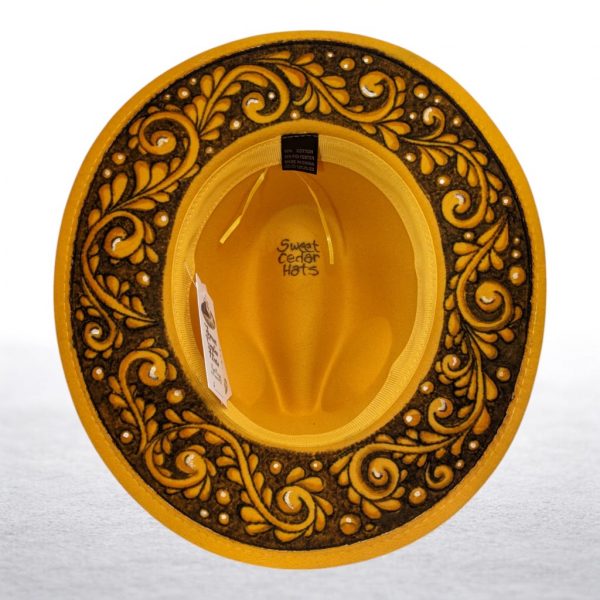 Freya Filigree Painted Felt Hat - Goldenrod M (7-7 1/8) - Image 5