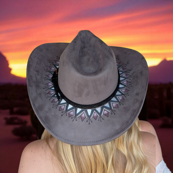 Grace's Gray Painted Suede Hat - L/XL (7 1/4 - 7 3/8) - Image 3