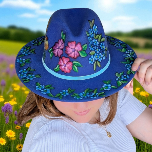Wildflowers Forever Blue Felt Hat - M (7 1/8) - Image 3