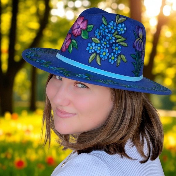 Wildflowers Forever Blue Felt Hat - M (7 1/8) - Image 2