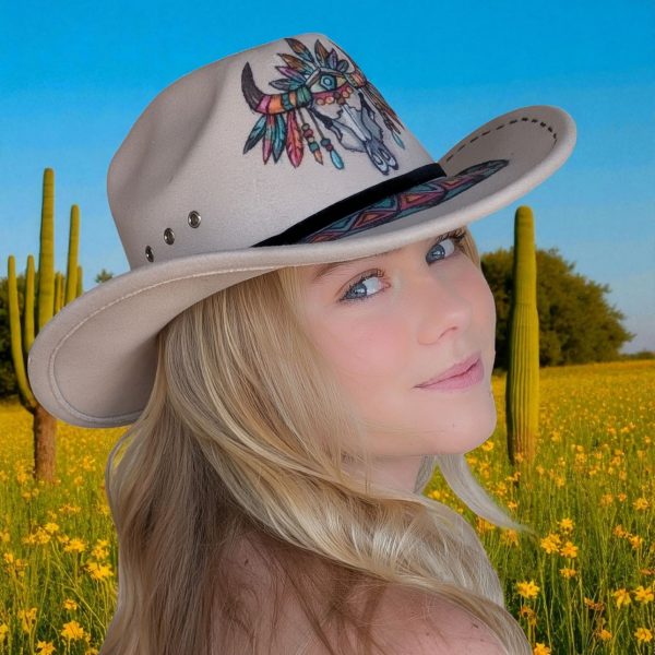 Spirit Skull Felt Western Hat M/L (7 1/8 - 7 1/4) - Image 2