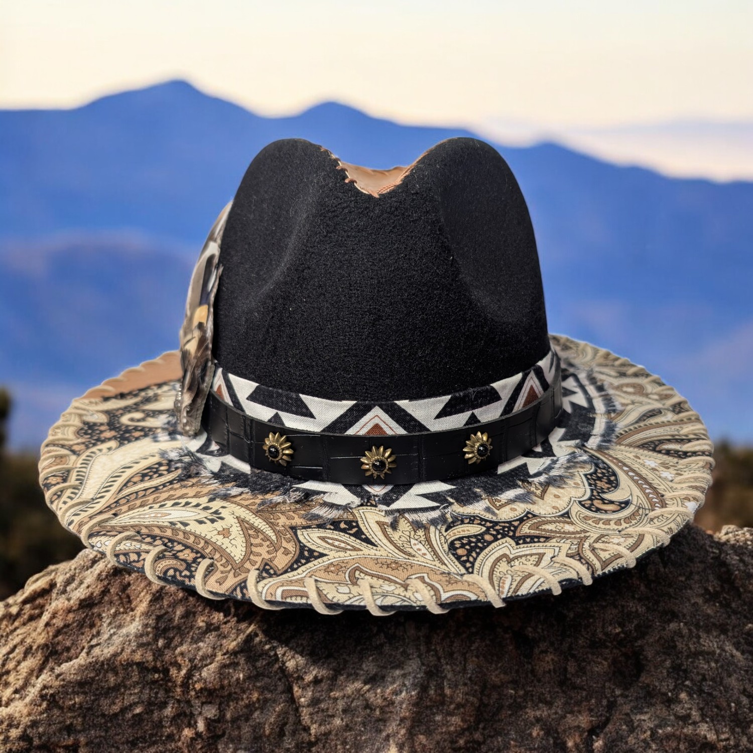 Westward Traveler Black Felt Fedora - Med (7 1/8) - Image 2