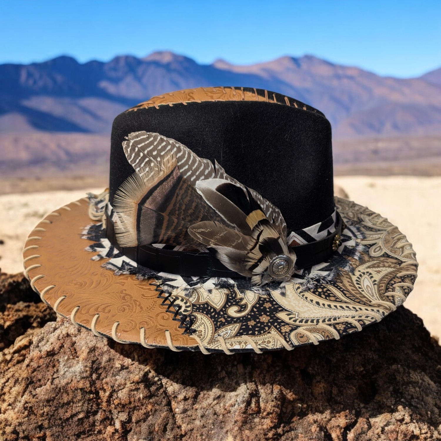 Westward Traveler Black Felt Fedora - Med (7 1/8) - Image 3