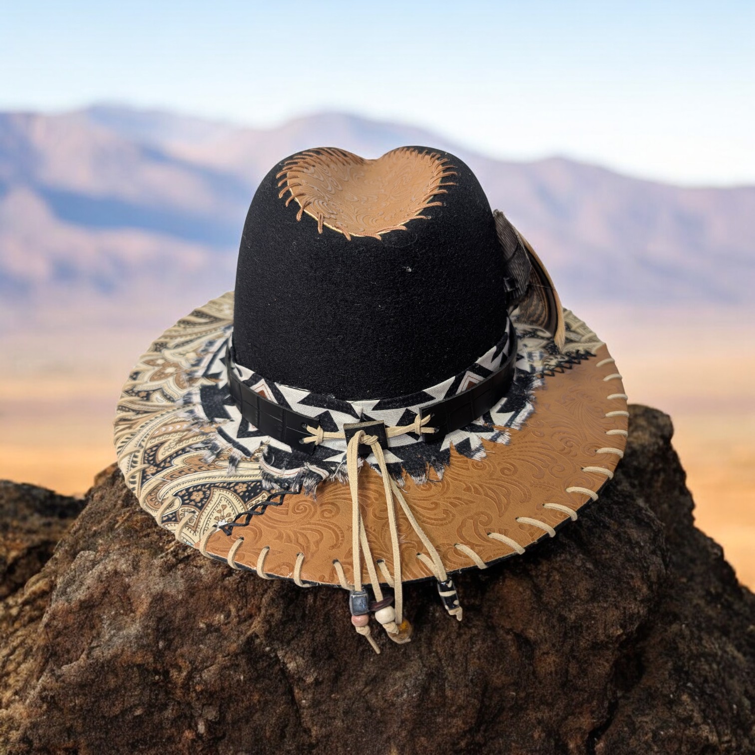 Westward Traveler Black Felt Fedora - Med (7 1/8) - Image 4