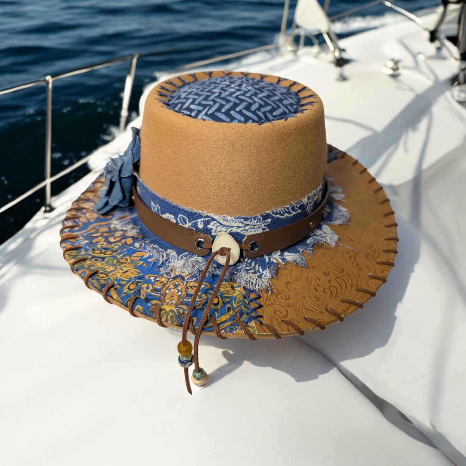 Barbie's Blue Boat Felt Hat - Med (7 1/4) - Image 3