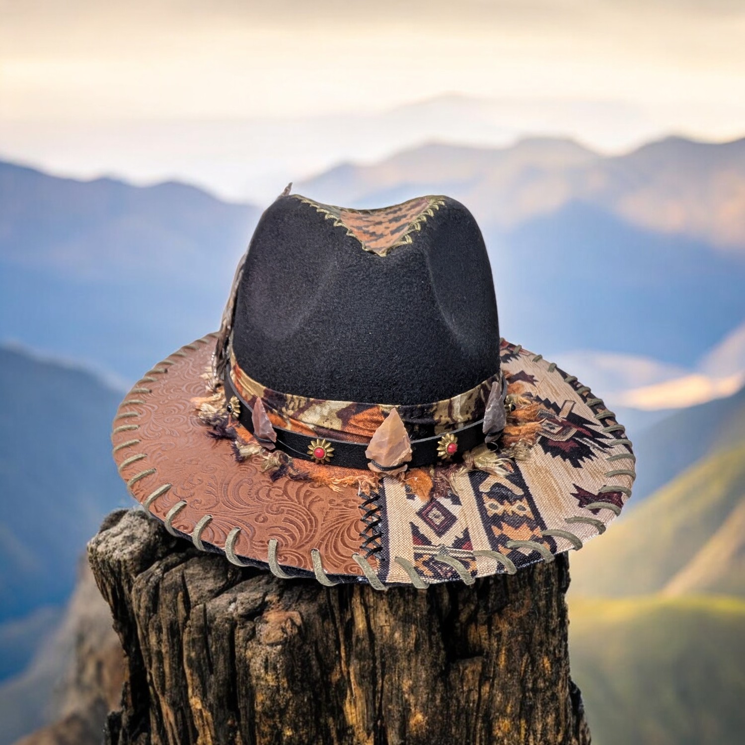 Southwest Trekker Black Fedora Felt Hat - Med (7) - Image 2