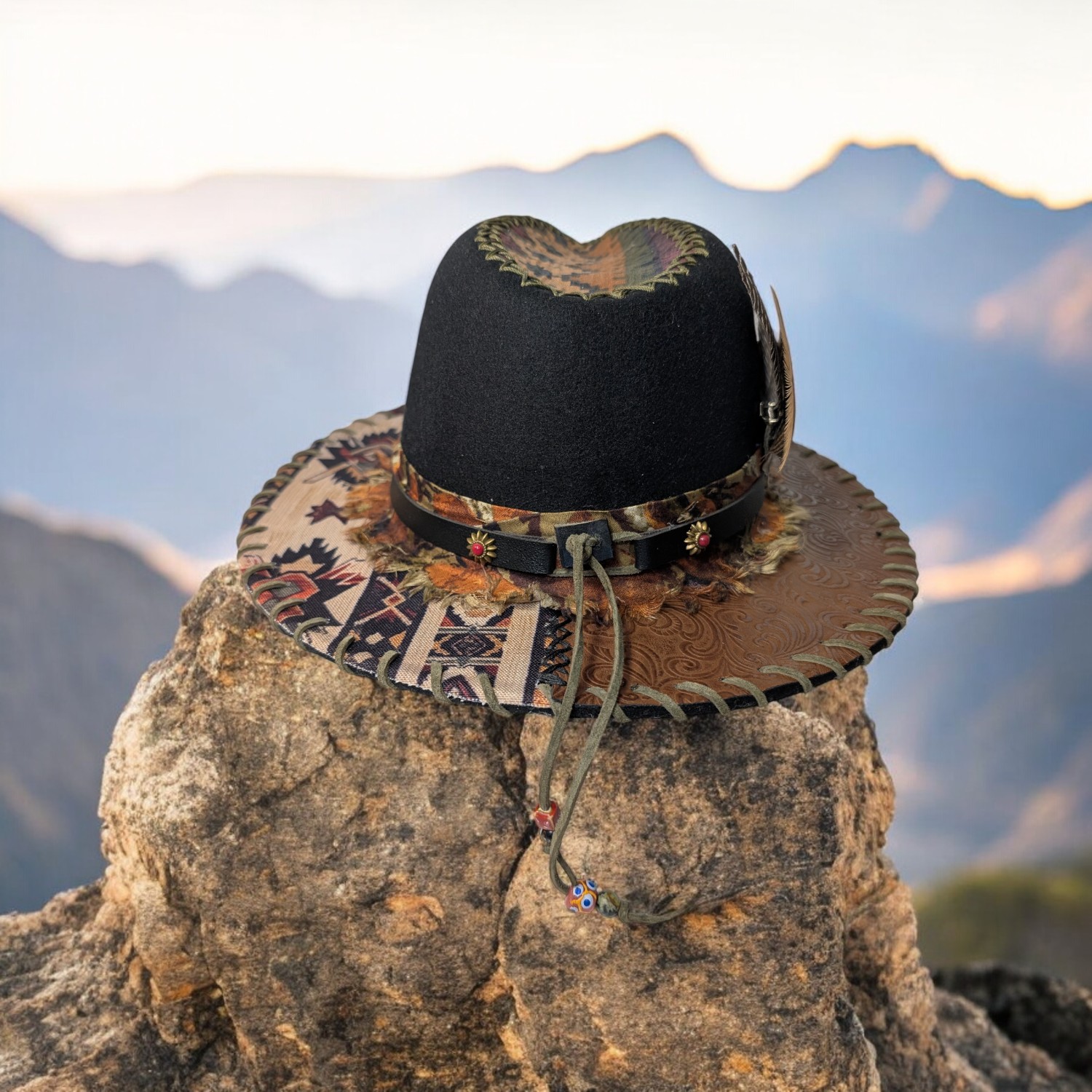 Southwest Trekker Black Fedora Felt Hat - Med (7) - Image 5