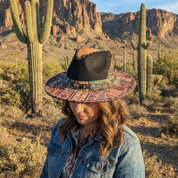 Sara's Southwest Black Felt Fedora - Med (7)