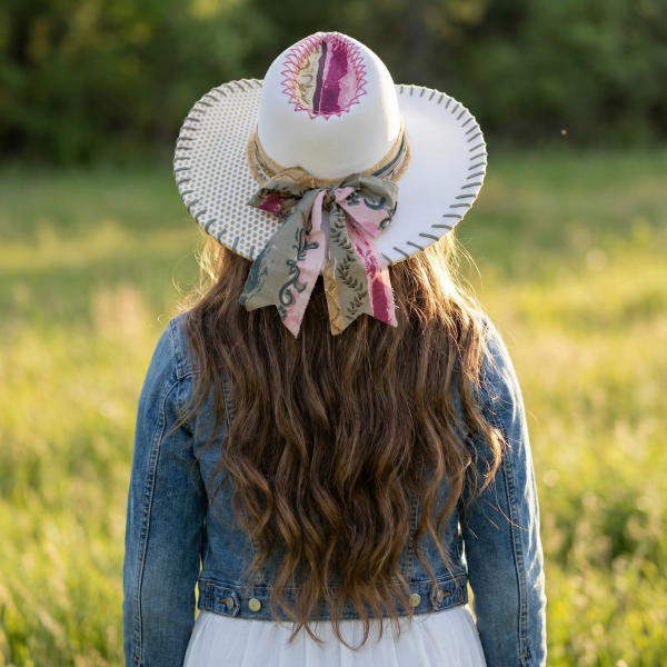 Gretchen's Girly Cowgirl White Suede Hat - Med (7 1/8)