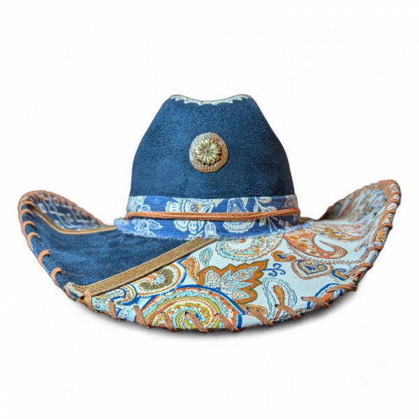 Bohemian Cowgirl Navy Blue Suede Cowboy Hat - Med (7 - 7 1/8)